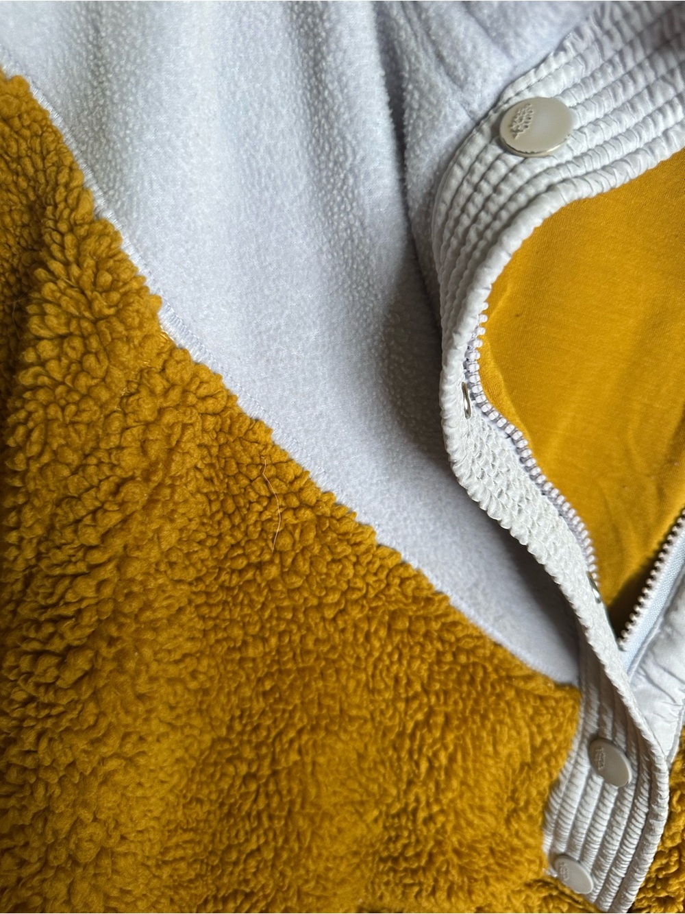 Free People Movement Cozy Mustard Sherpa Pullover with Light blue Accents small - Picture 5 of 8